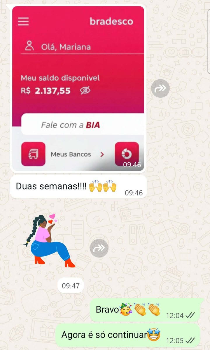 Print de resultado financeiro compartilhado por uma leitora