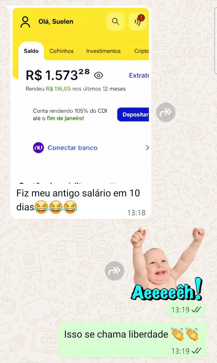 Print de resultado financeiro compartilhado por uma leitora