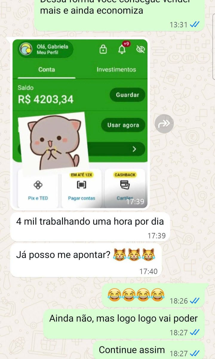Print de resultado financeiro compartilhado por uma leitora