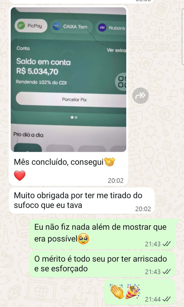 Print de resultado financeiro compartilhado por uma leitora